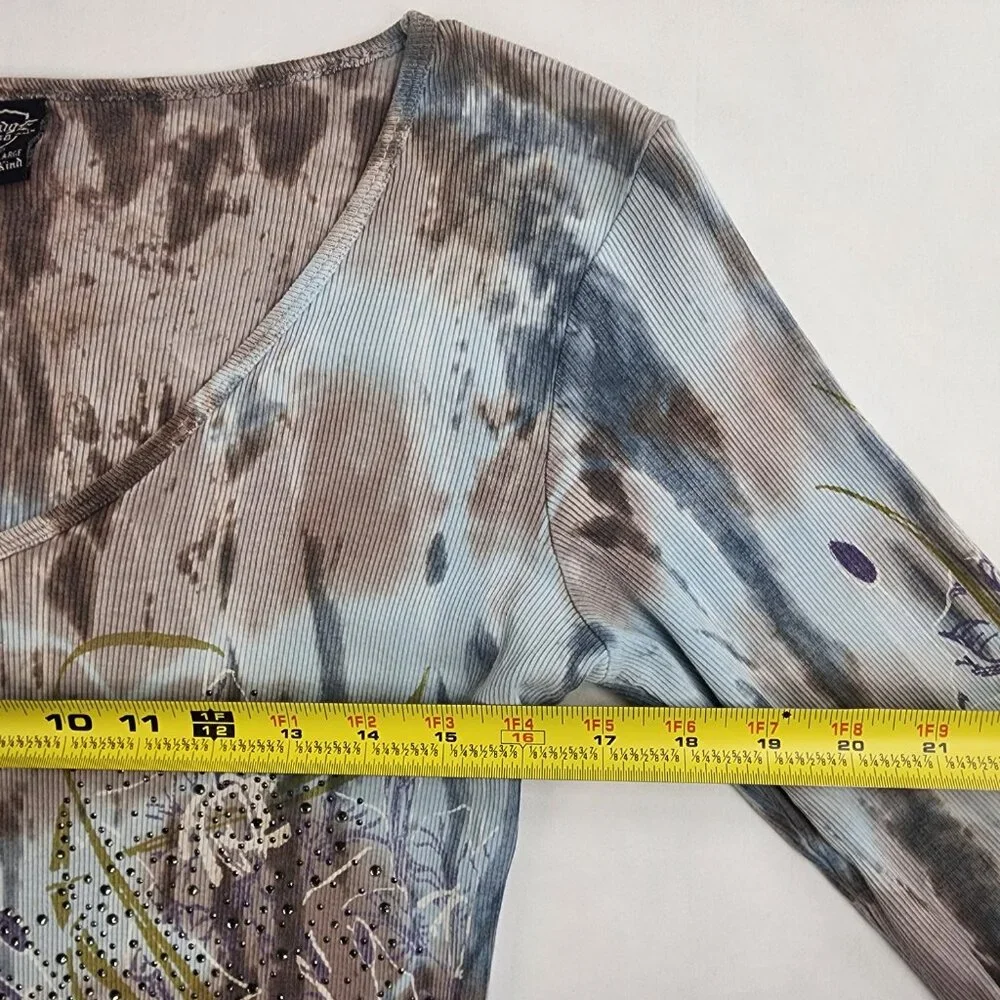 VTG Y2K Sledge USA Large L Thermal Graphic Shirt Cyber Fleur 3D Affliction Style - Picture 8 of 10
